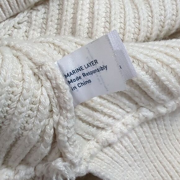 Marine Layer Sweater Womens Medium Ivory Skylar Turtleneck Classic Preppy - Picture 6 of 9